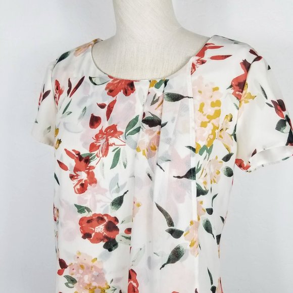 MIKAROSE Floral Lined Pleated Blouse - Picture 2 of 6